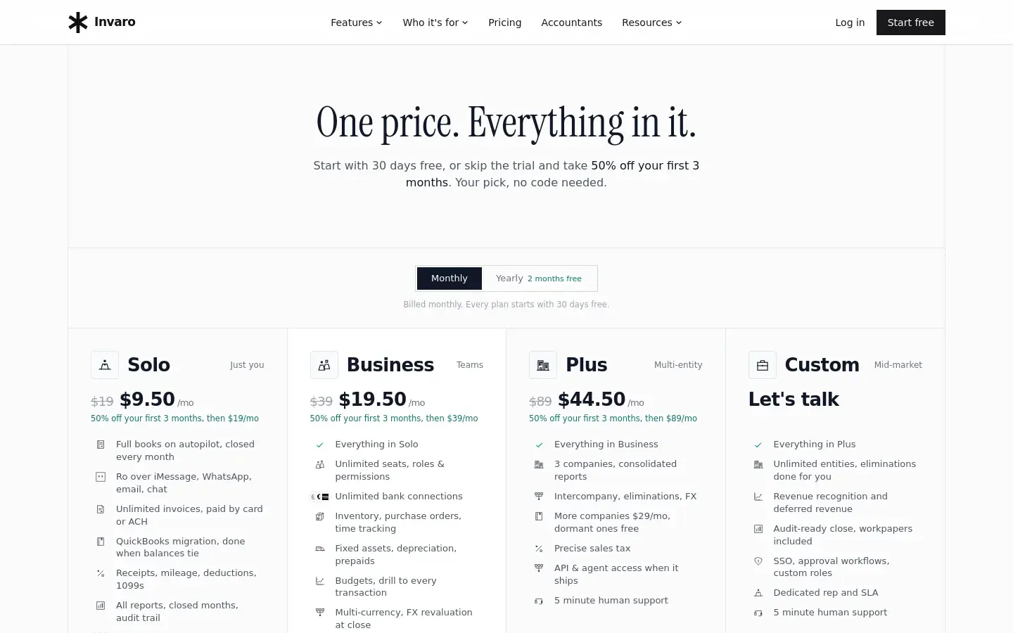 Invaro: One price, everything in it